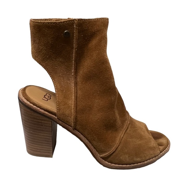 UGG Valencia Peep Toe Heeled Ankle Booties Size 9.5 - Picture 2 of 11